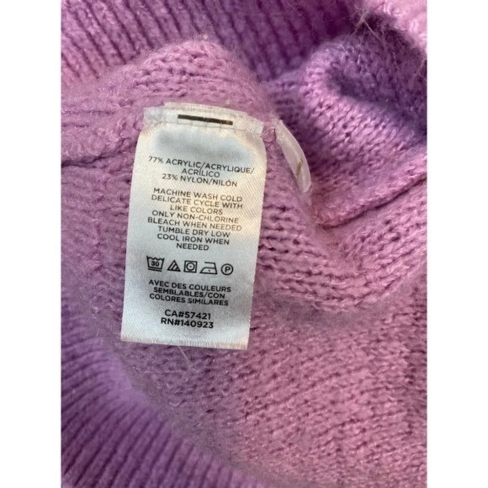 LOFT Sweater Womens Small Purple Tie‎ Neck Pointelle Knit Balloon Sleeve Cottage